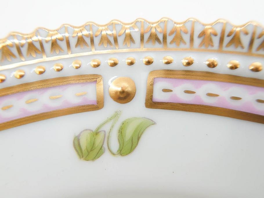 デンマーク　ROYAL COPENHAGEN(ロイヤルコペンハーゲン)　フローラダニカ　621　可憐な花のデザインが可愛らしいプレート(金彩、フラワー、ディッシュ、中皿、ケーキプレート、洋食器、北欧)(R-079045)