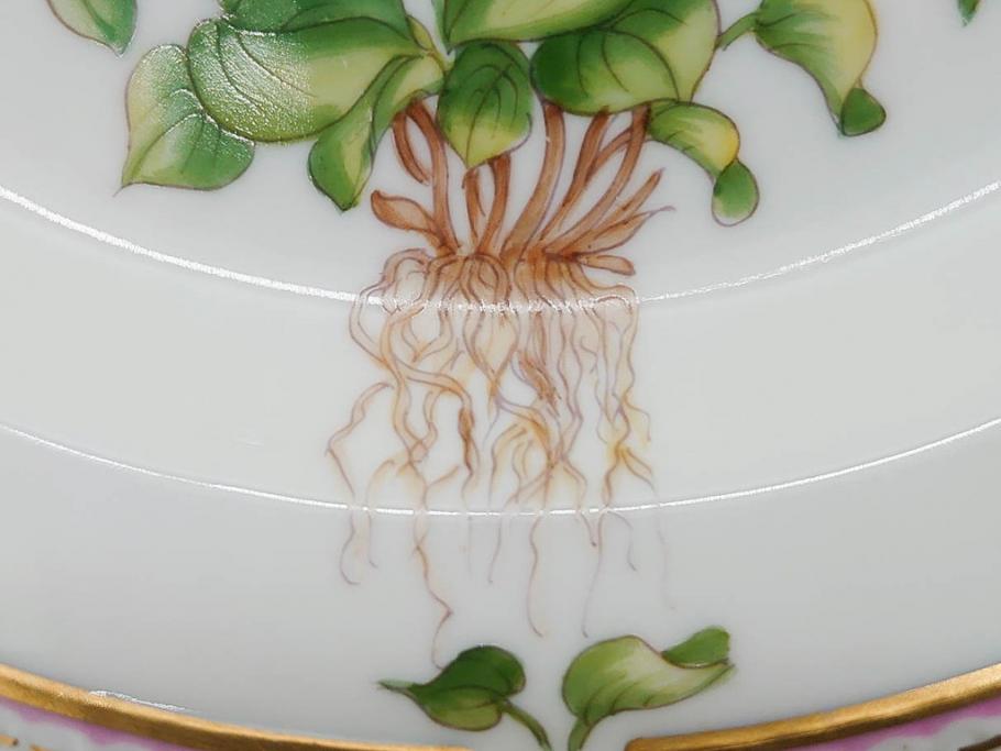 デンマーク　ROYAL COPENHAGEN(ロイヤルコペンハーゲン)　フローラダニカ　621　煌びやかな金彩と生き生きと描かれた花に見惚れるプレート(フラワー、ディッシュ、中皿、ケーキプレート、洋食器、北欧)(R-079046)