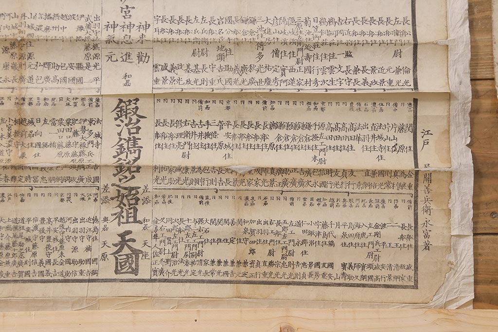 江戸期　嘉永文政　新刀古刀番付　2枚セット(刀剣、武具、大相撲)(R-042185)
