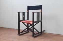 和製アンティーク　山葉(ヤマハ・日本楽器)　和モダンのお部屋作りにおすすめな畳にやさしい折り畳み式ロッキングチェア(文化椅子、フォールディングチェア、アームチェア、揺り椅子、イス)(R-077719)