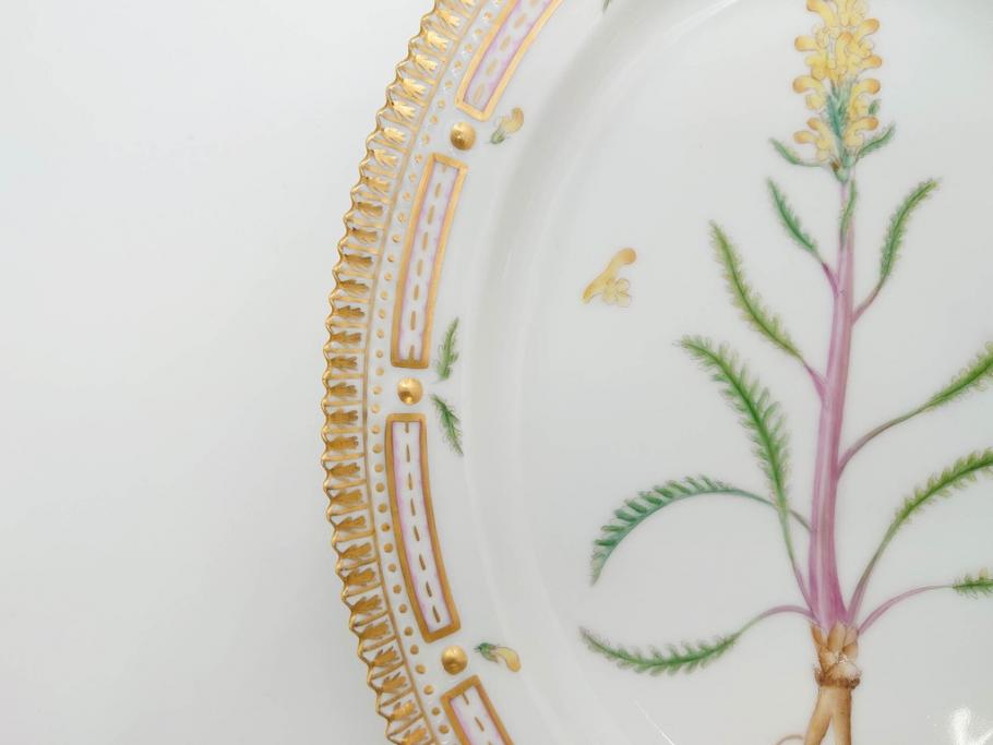 デンマーク　ROYAL COPENHAGEN(ロイヤルコペンハーゲン)　フローラダニカ　371　食卓が華やぐ優雅なオーバルプレート(金彩、フラワー、ディッシュ、中皿、洋食器、北欧)(R-079048)