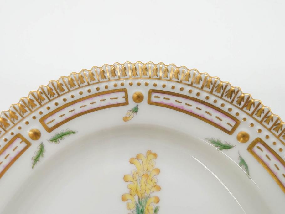 デンマーク　ROYAL COPENHAGEN(ロイヤルコペンハーゲン)　フローラダニカ　371　食卓が華やぐ優雅なオーバルプレート(金彩、フラワー、ディッシュ、中皿、洋食器、北欧)(R-079048)