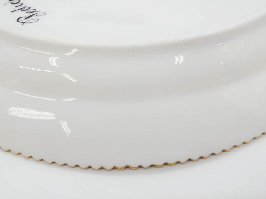 デンマーク　ROYAL COPENHAGEN(ロイヤルコペンハーゲン)　フローラダニカ　371　食卓が華やぐ優雅なオーバルプレート(金彩、フラワー、ディッシュ、中皿、洋食器、北欧)(R-079048)