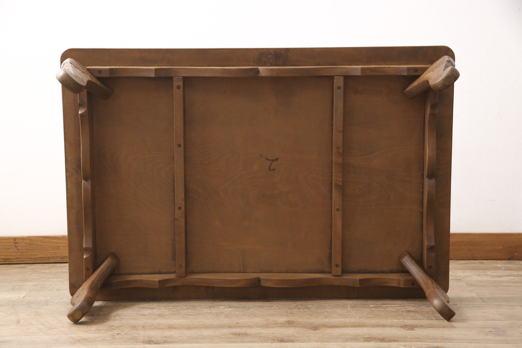 中古　日光彫　繊細な彫り込みが目を惹くテーブル(座卓、ローテーブル)(R-050316)