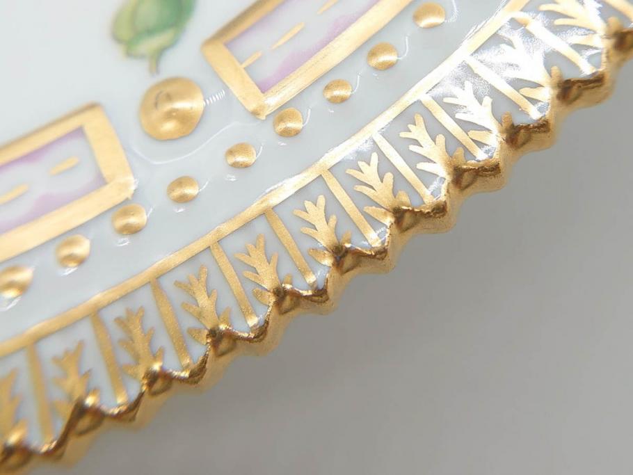 デンマーク　ROYAL COPENHAGEN(ロイヤルコペンハーゲン)　フローラダニカ　624　細部まで丁寧に色付された可愛らしいプレート(金彩、フラワー、ディッシュ、大皿、洋食器、北欧)(R-079049)