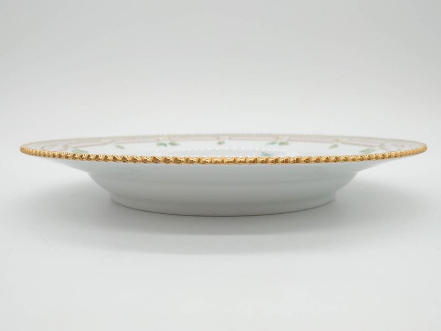 デンマーク　ROYAL COPENHAGEN(ロイヤルコペンハーゲン)　フローラダニカ　624　細部まで丁寧に色付された可愛らしいプレート(金彩、フラワー、ディッシュ、大皿、洋食器、北欧)(R-079049)