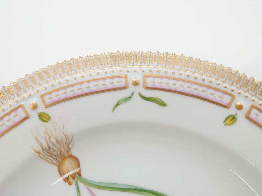 デンマーク　ROYAL COPENHAGEN(ロイヤルコペンハーゲン)　フローラダニカ　20/3549　食卓を鮮やかに彩るプレート(金彩、フラワー、ディッシュ、大皿、洋食器、北欧)(R-079050)