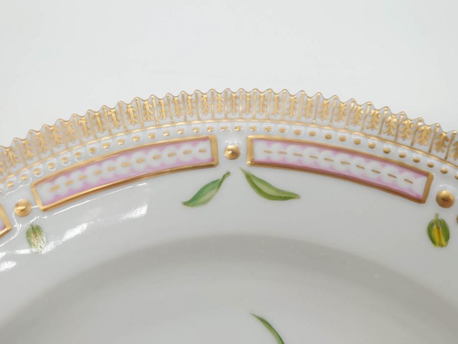 デンマーク　ROYAL COPENHAGEN(ロイヤルコペンハーゲン)　フローラダニカ　20/3549　食卓を鮮やかに彩るプレート(金彩、フラワー、ディッシュ、大皿、洋食器、北欧)(R-079050)