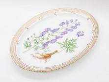 デンマーク　ROYAL COPENHAGEN(ロイヤルコペンハーゲン)　フローラダニカ　375　煌びやかさと淑やかさを兼ね備えた見事なオーバルプレート(金彩、フラワー、ディッシュ、大皿、洋食器、北欧)(R-079051)