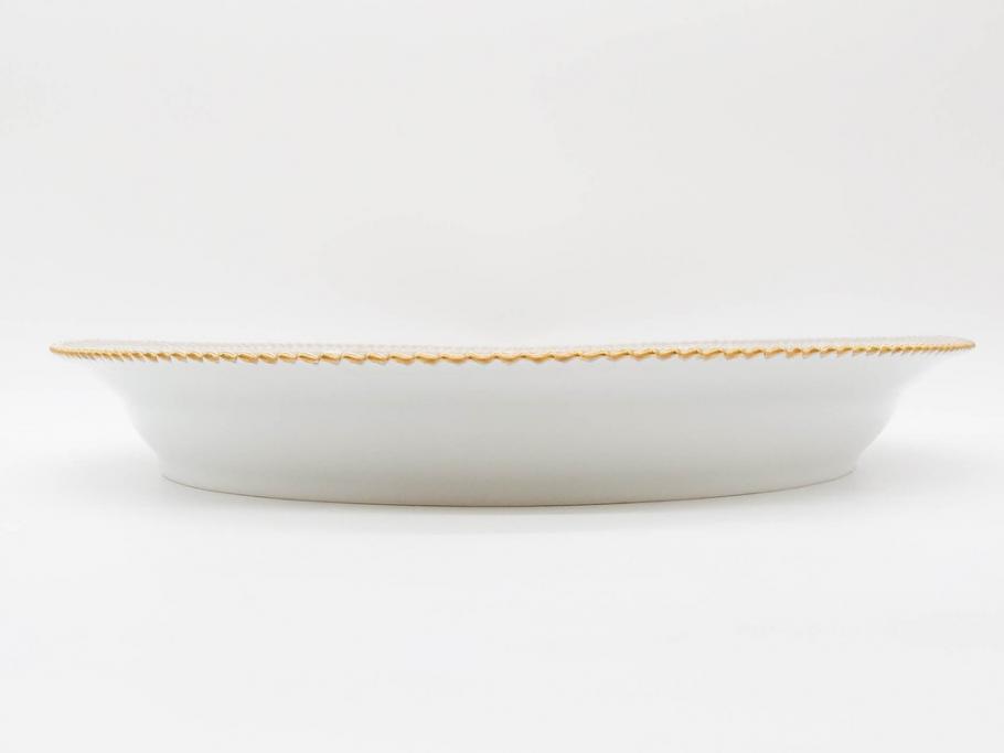 デンマーク　ROYAL COPENHAGEN(ロイヤルコペンハーゲン)　フローラダニカ　375　煌びやかさと淑やかさを兼ね備えた見事なオーバルプレート(金彩、フラワー、ディッシュ、大皿、洋食器、北欧)(R-079051)