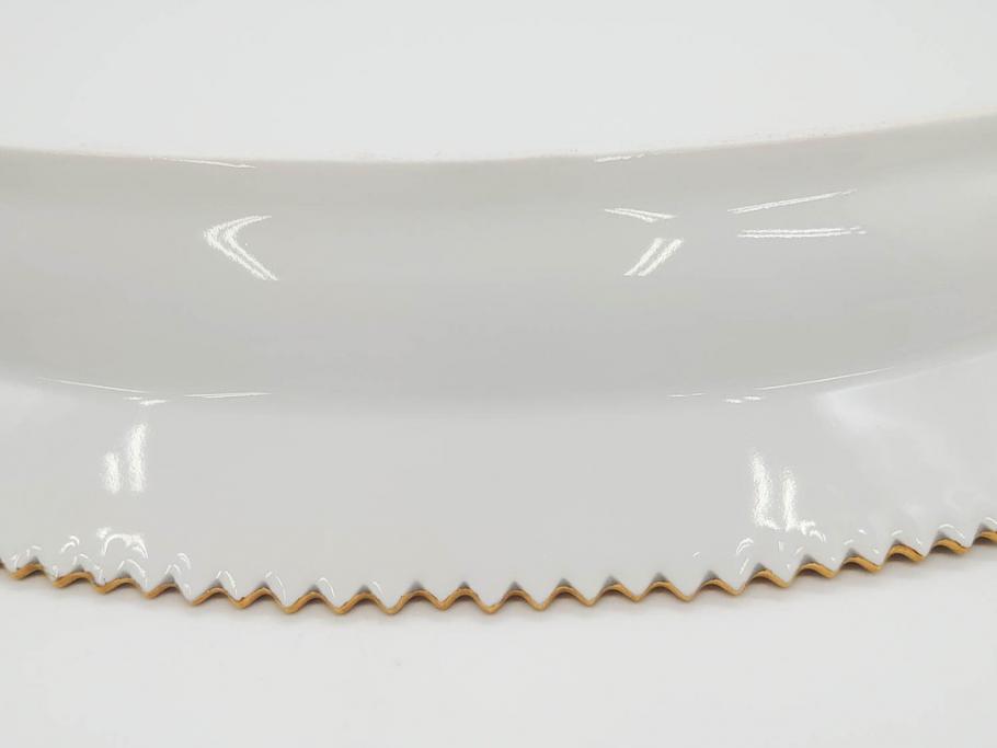 デンマーク　ROYAL COPENHAGEN(ロイヤルコペンハーゲン)　フローラダニカ　375　煌びやかさと淑やかさを兼ね備えた見事なオーバルプレート(金彩、フラワー、ディッシュ、大皿、洋食器、北欧)(R-079051)