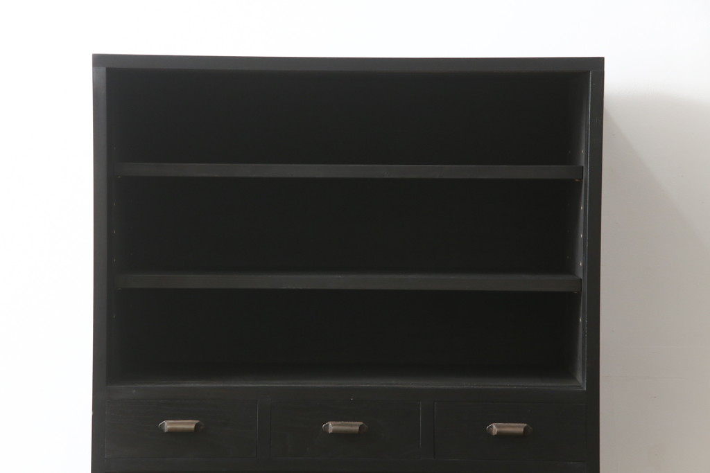 中古　ラフジュ工房オリジナル　古建具リメイク　すりガラス入り　洗練された和の雰囲気を放つ重ね戸棚(書院戸、組子、キャビネット、収納棚、食器棚)(R-078869)