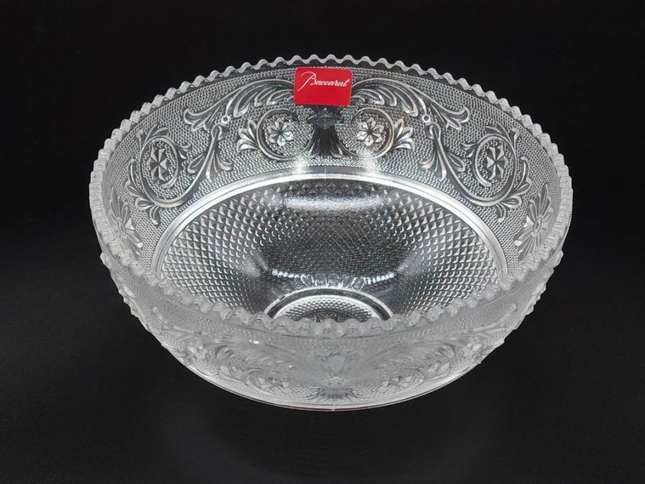 フランス　Baccarat　バカラ　エトナ(2011年・日本限定)　ARABESQUE SMALL BOWL(アラベスク スモール ボウル)　繊細なカッティングが煌めくタンブラー&ボウル(フルレッドクリスタルガラス、ロックグラス、コップ、グラス、小鉢、共箱付き)(R-079054)