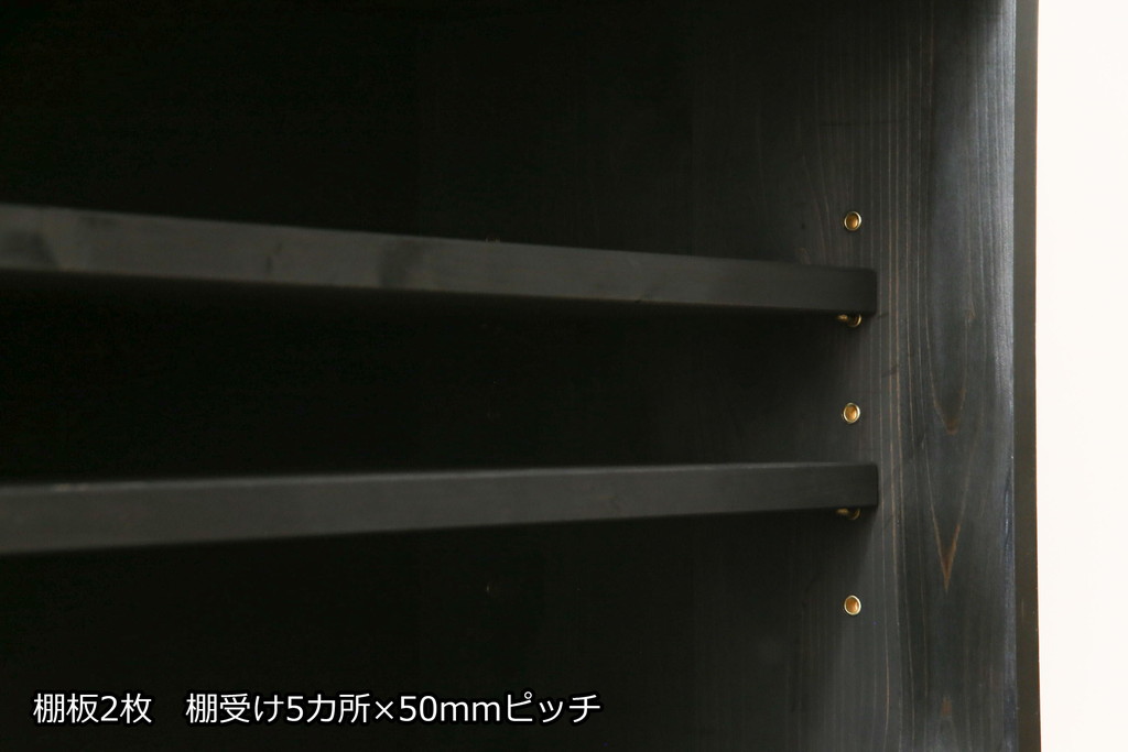 中古　ラフジュ工房オリジナル　古建具リメイク　すりガラス入り　洗練された和の雰囲気を放つサイドボード(書院戸、組子、サイドキャビネット、収納棚、戸棚、食器棚)(R-078871)