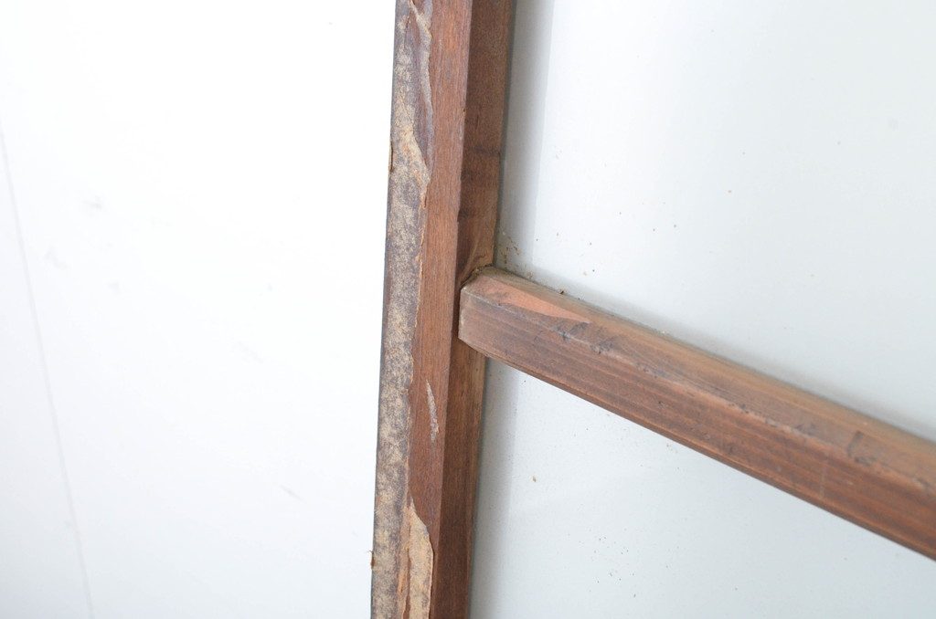 アンティーク建具　趣ある木味が魅力のガラス窓2枚セット(引き戸、ガラス戸)(R-064986)