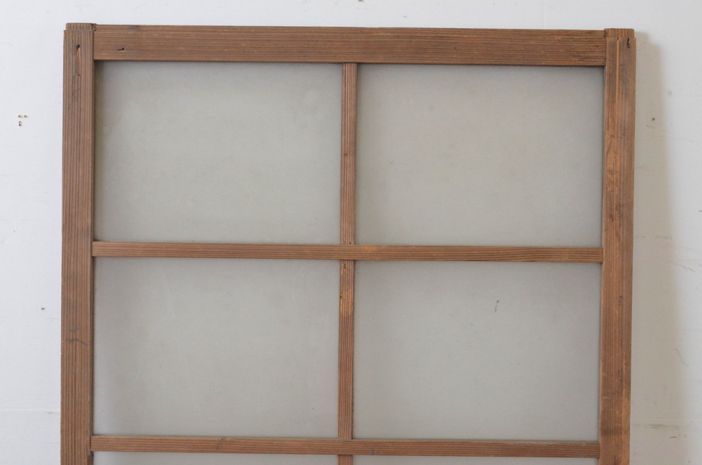 アンティーク建具　経年を感じさせる木味が魅力のガラス窓1枚(引き戸、ガラス戸)(R-064987)
