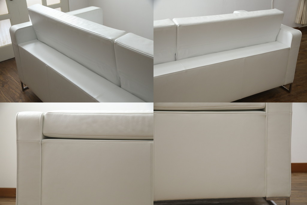 中古　美品　リーン・ロゼ(ligne roset)　Urbani　本革(レザー)　高級感漂う佇まいが魅力の大きな3人掛けソファ(リーンロゼ、三人掛け、3P、トリプルソファ、アームソファ)(R-068153)