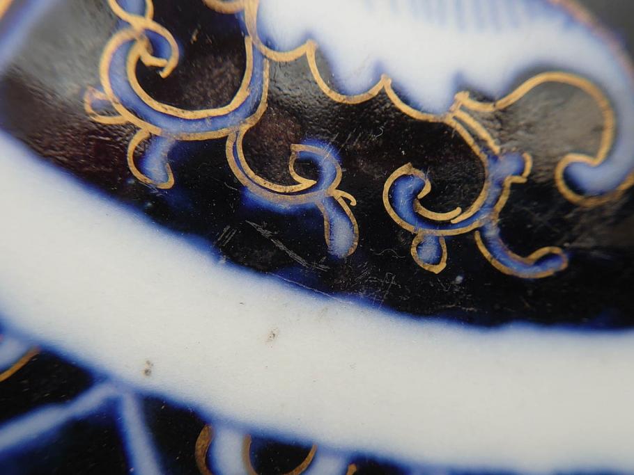 明治期　成化年製　伊万里　色絵　約31cm　1尺　色彩が鮮やかで豪華な深鉢(松、梅、鶴、ツル、菊、花、深皿、金彩、和食器、和皿、一尺)(R-079065)