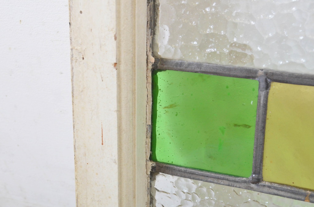 イギリスアンティーク　レトロな雰囲気が魅力のステンドグラス窓1枚(明り取り、明かり取り、建具)(R-064322)