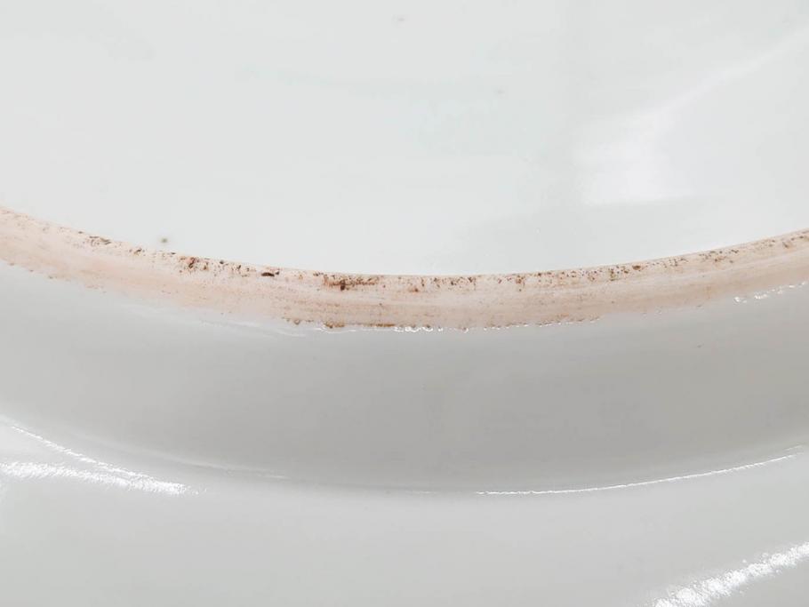 江戸期　古伊万里　山水図　約47cm　1尺5寸　柔らかな青色の濃淡が魅力的な大皿(染付、楼閣図、和皿、和食器、一尺五寸)(R-079066)