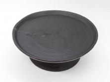 時代物　木製　李朝　時を重ねた味わい深い高台皿(高杯、朝鮮美術、丸盆、台鉢、フルーツボウル、コンポート)(R-079070)