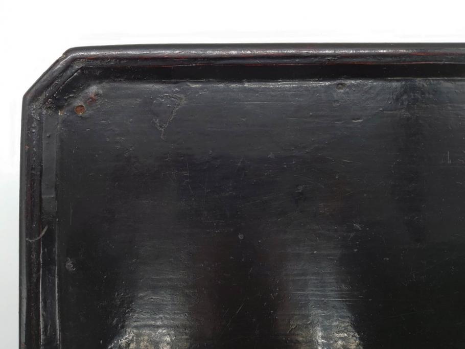 時代物　李朝　シンプルで使い勝手の良い角膳(お膳、木製、脚付き、朝鮮美術、飾り台、四角)(R-079106)