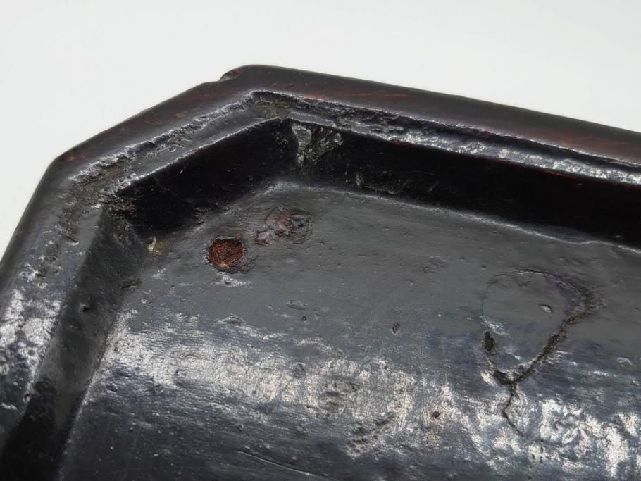 時代物　李朝　シンプルで使い勝手の良い角膳(お膳、木製、脚付き、朝鮮美術、飾り台、四角)(R-079106)