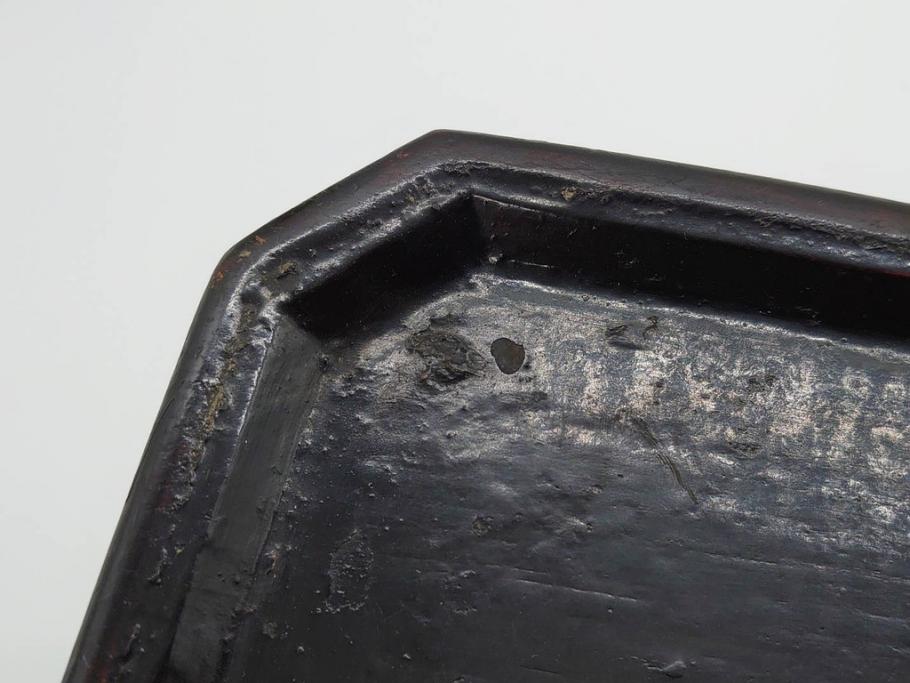 時代物　李朝　シンプルで使い勝手の良い角膳(お膳、木製、脚付き、朝鮮美術、飾り台、四角)(R-079106)