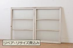 アンティーク建具　レトロな雰囲気を醸し出すガラス戸4枚セット(引き戸)(R-066791)
