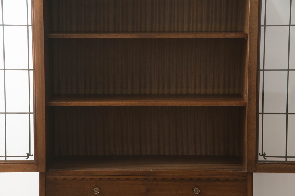 中古　美品　神戸元町欧風家具メープル不二屋製　マホガニー材の高級キャビネット(収納棚、戸棚)(R-069966)