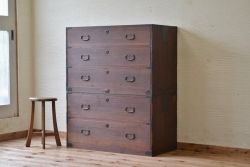アンティーク家具　☆古いお家の二段重ね時代箪笥(チェスト)　