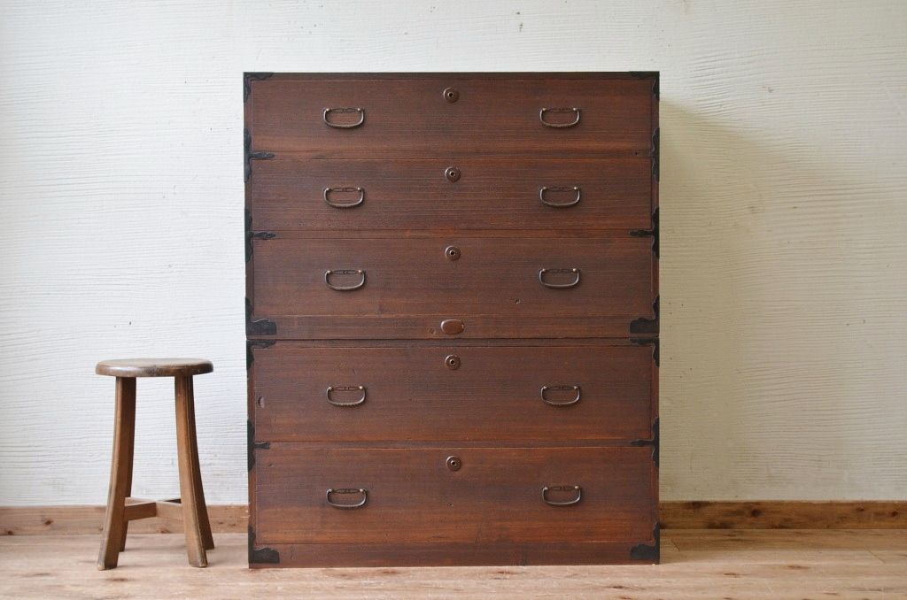 アンティーク家具　☆古いお家の二段重ね時代箪笥(チェスト)　