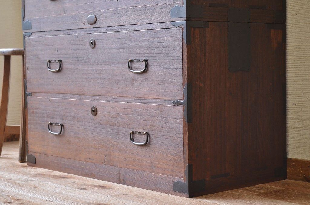 アンティーク家具　☆古いお家の二段重ね時代箪笥(チェスト)　