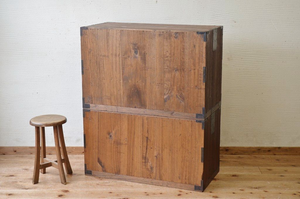 アンティーク家具　☆古いお家の二段重ね時代箪笥(チェスト)　