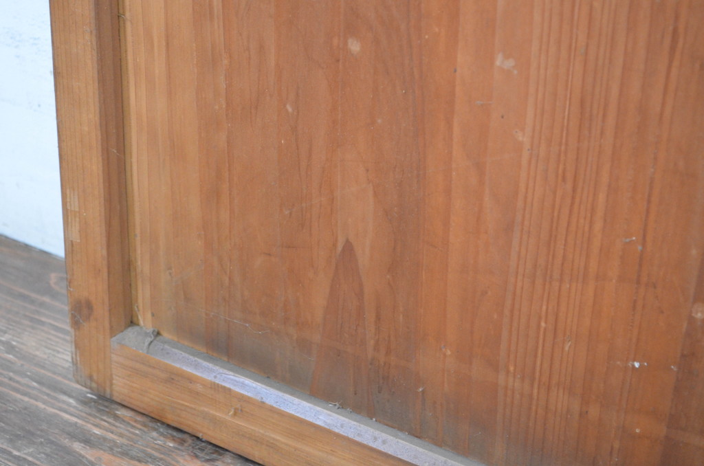 アンティーク建具　レトロな空間づくりにおすすめの幅狭ガラス帯戸2枚セット(ガラス戸、板戸、引き戸)(R-064618)