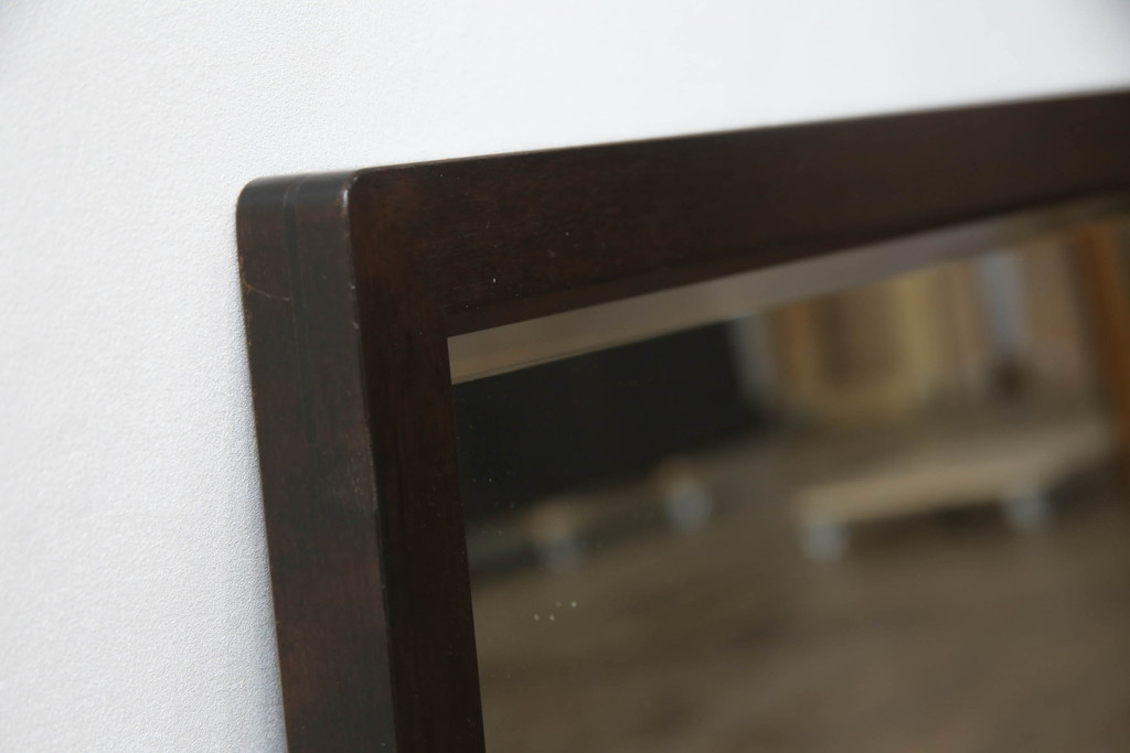 中古　北海道民芸家具　どんな空間にも馴染むシンプルなデザインが魅力のウォールミラー(壁掛け鏡)(R-069222)