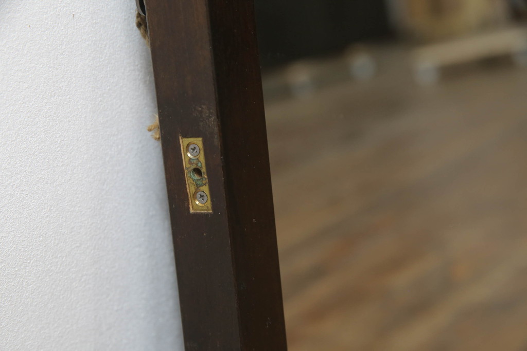 中古　北海道民芸家具　どんな空間にも馴染むシンプルなデザインが魅力のウォールミラー(壁掛け鏡)(R-069222)