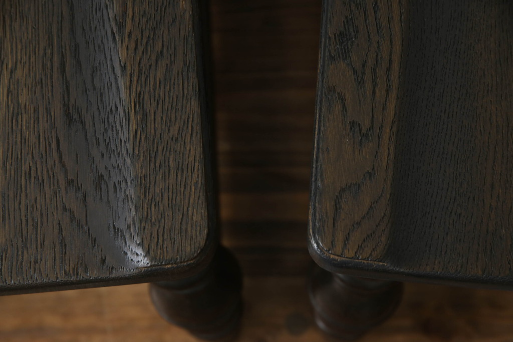 中古　美品　永田良介商店　背もたれから脚に至るまで、凝ったつくりが魅力的なチェア2脚セット(椅子、板座チェア、ダイニングチェア)(R-052887)