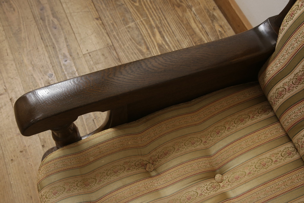 中古　横浜クラシック家具　ノックオンウッド(knockonwood)　コロニアルシリーズ(Hand Made)　英国の伝統スタイルであるウィングバックが印象的な1人掛けソファ(定価約31万円)(ウイングバック、ウィングチェア、1P、アームチェア、一人掛け)(R-055505)
