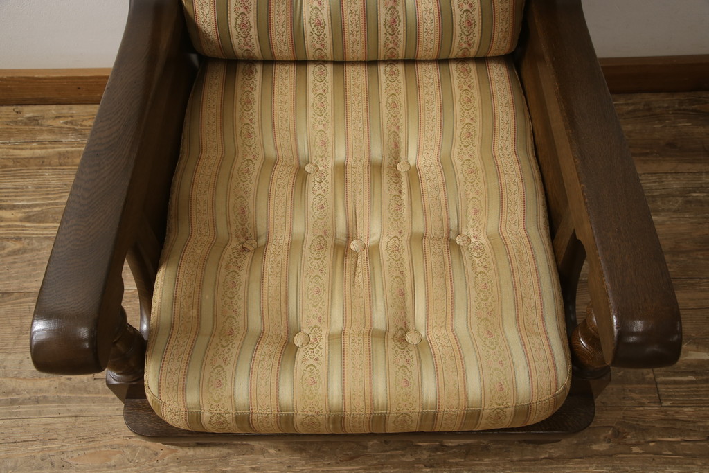 中古　横浜クラシック家具　ノックオンウッド(knockonwood)　コロニアルシリーズ(Hand Made)　英国の伝統スタイルであるウィングバックが印象的な1人掛けソファ(定価約31万円)(ウイングバック、ウィングチェア、1P、アームチェア、一人掛け)(R-055505)
