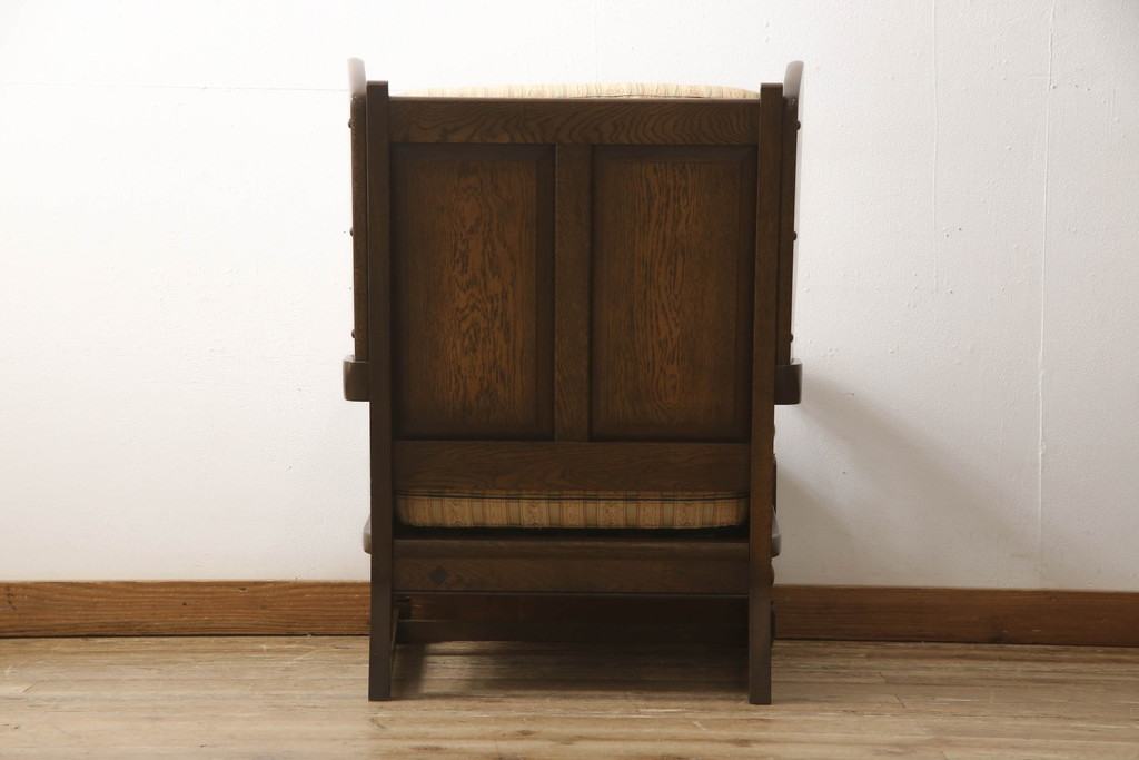 中古　横浜クラシック家具　ノックオンウッド(knockonwood)　コロニアルシリーズ(Hand Made)　英国の伝統スタイルであるウィングバックが印象的な1人掛けソファ(定価約31万円)(ウイングバック、ウィングチェア、1P、アームチェア、一人掛け)(R-055505)