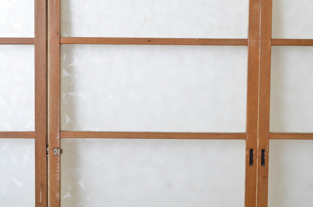 昭和レトロ　ペイント仕上げ限定　レトロな空間づくりにおすすめの横桟ガラス戸4枚セット(引き戸)(R-064914)