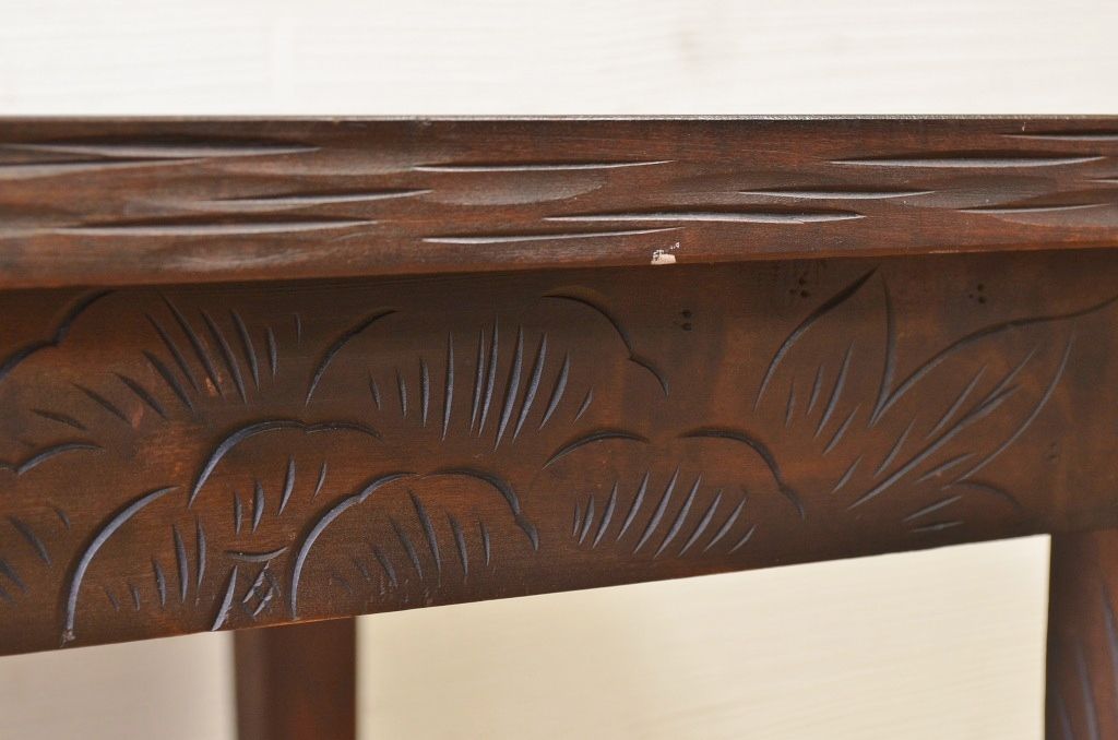 中古 軽井沢彫り テーブル(机、在宅ワーク、在宅用デスク)