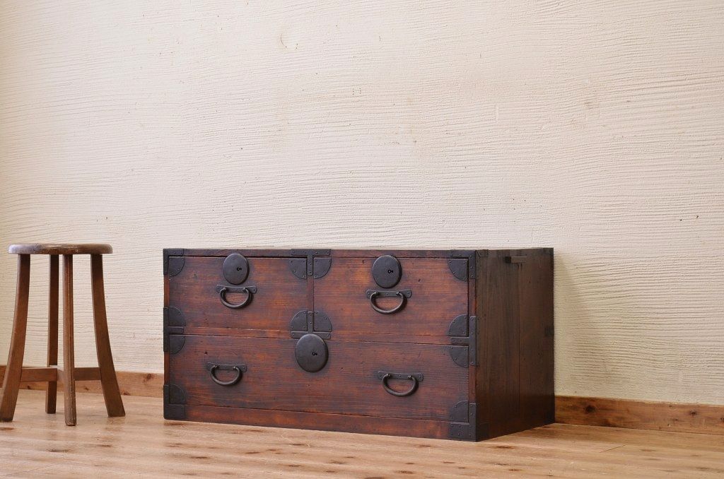アンティーク家具　古民具　骨董　味のある引き出しローボード1