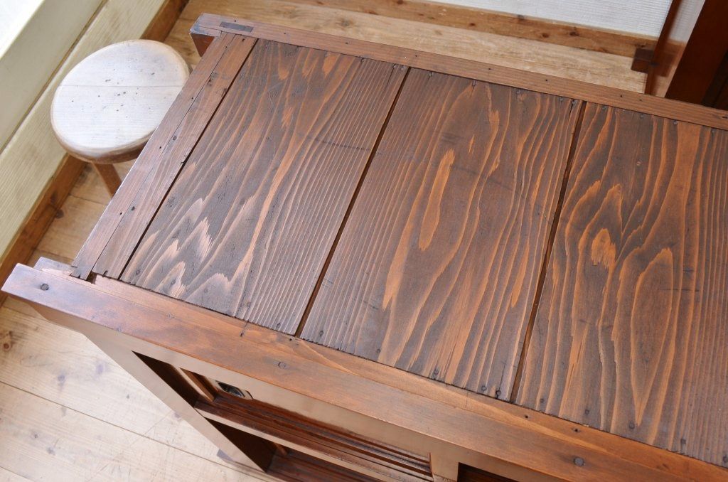 アンティーク家具　古民具　骨董　極上のコンディションの欅玉杢金沢水屋箪笥