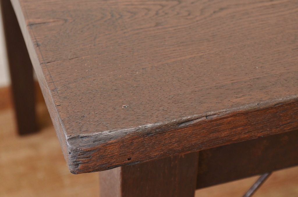 アンティーク家具　1950〜60年代　ナラ材の大きな作業台(ダイニングテーブ)1