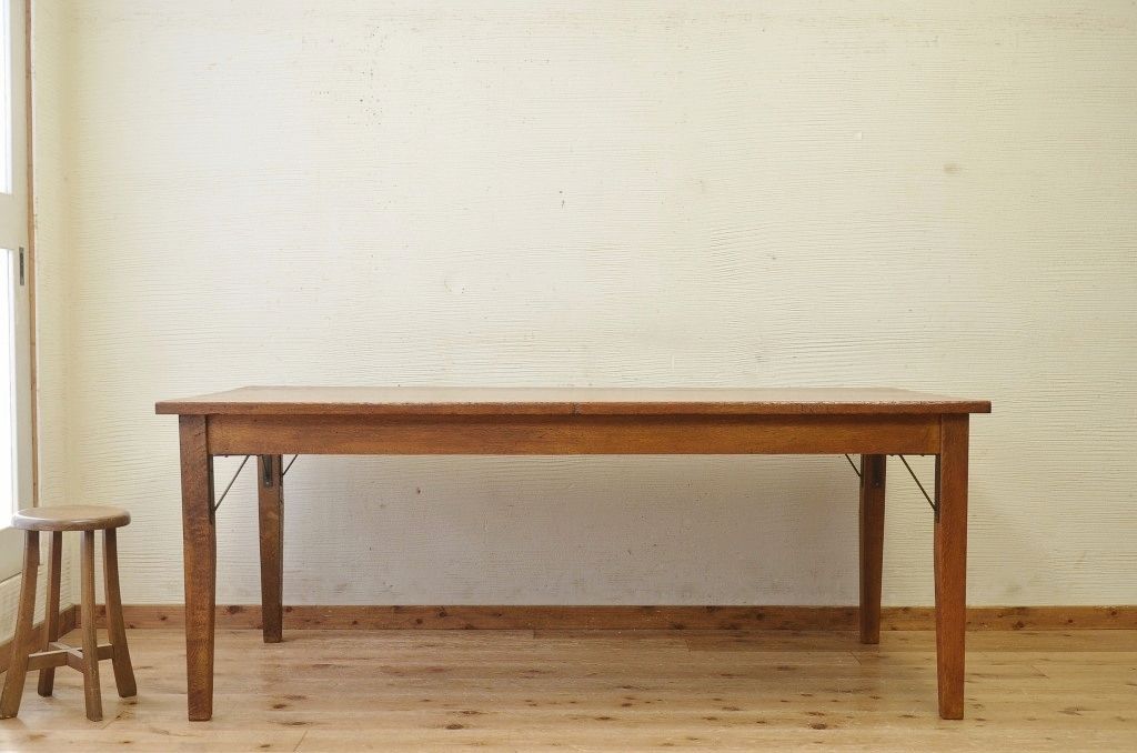 アンティーク家具　1950〜60年代　ナラ材の大きな作業台(ダイニングテーブ)2