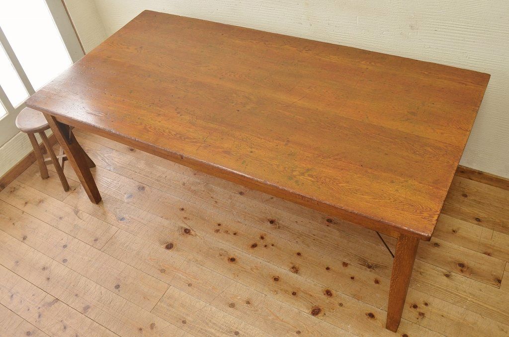 アンティーク家具　1950〜60年代　ナラ材の大きな作業台(ダイニングテーブ)2