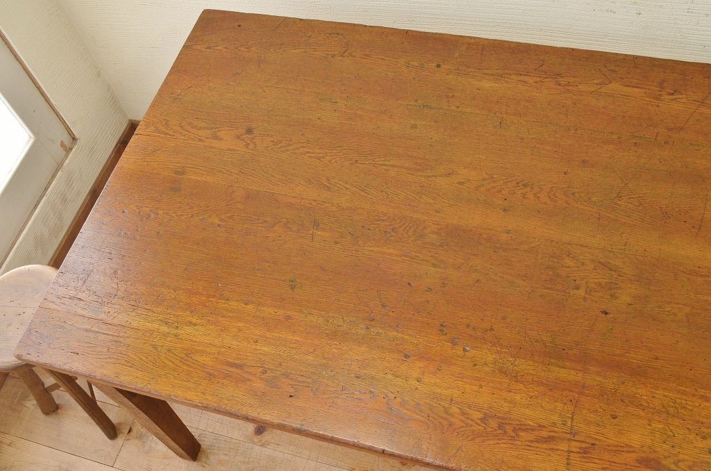 アンティーク家具　1950〜60年代　ナラ材の大きな作業台(ダイニングテーブ)2