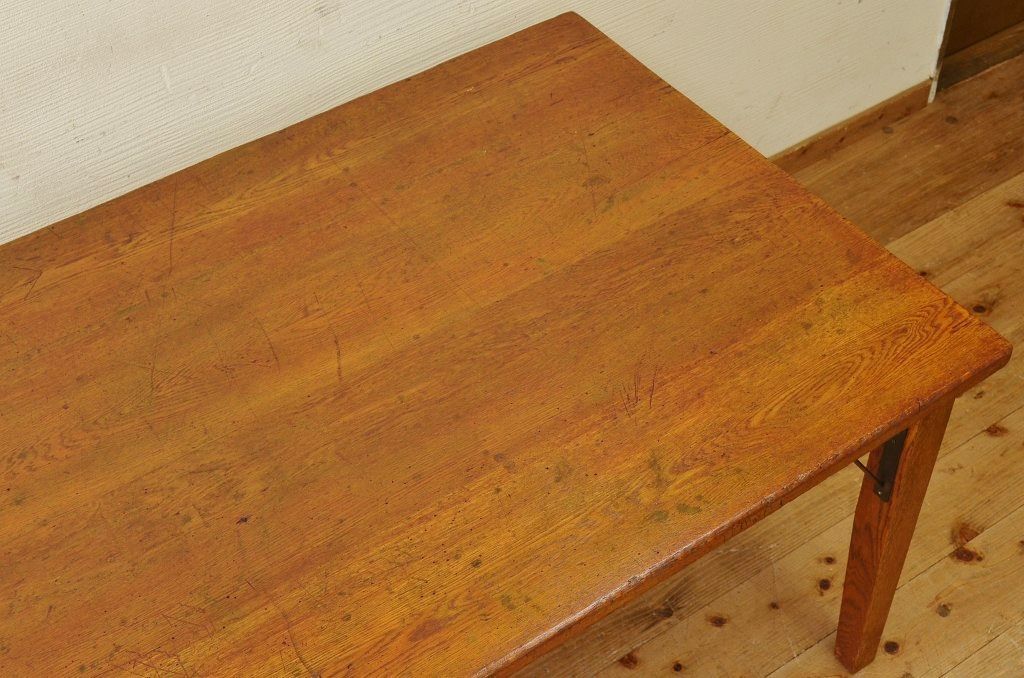 アンティーク家具　1950〜60年代　ナラ材の大きな作業台(ダイニングテーブ)2